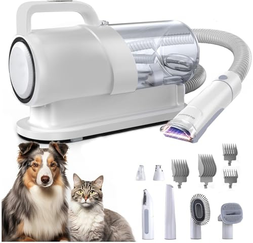 5 in 1 Professionelles Haustierpflegeset mit Vakuum, Hundeschermaschinen, Hunde-Katzenbürsten, Tierhaarentferner, 2,2 l