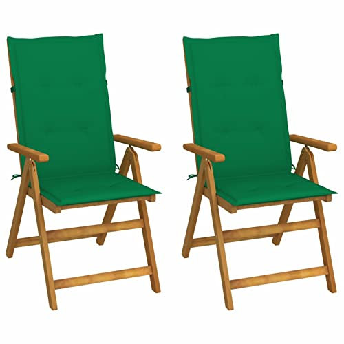 Xichuzi Garten-Liegestühle 2 STK. mit Kissen, Gartenmöbel, Balkonstühle, Balkon, Balkonmöbel, Hochlehner, Balkon Stuhl, Essstühle, Bistrostuhl, Akazie Massivholz