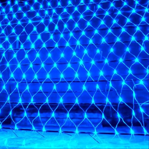 KINGCOO 192LED Lichternetz Lichterkette, Wasserdichte Batteriebetriebene Netzlicht Mesh Lichtervorhang Leuchten für Garten Außen Innen Weihnachten Hochzeit Party Wand Dekor (Blau, 3x2M)