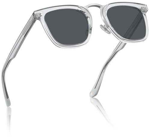 CARFIA Herr polariserade solglasögon med UV400-skydd, klassiska körglasögon, acetatram med kvadratisk form, utomhus, fiske, sportglasögon CA5107.