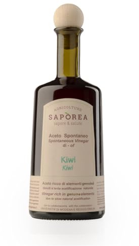 Aceto Spontaneo di Kiwi Bio ottenuto artigianalmente dopo una lunga acetificazione naturale che lo rende ricco di componenti preziosi al benessere dell'organismo