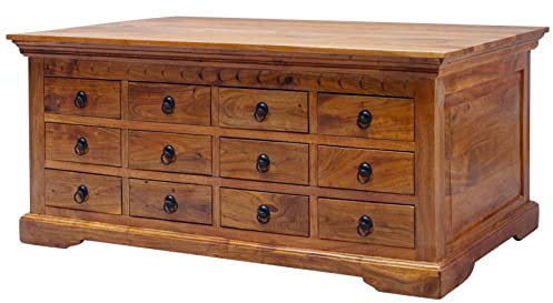 MASSIVMOEBEL24.DE Table Basse - Bois Massif d'acacia laqué (Miel) - Oxford #0322