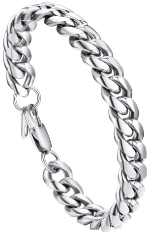 ChainsHouse Herren Armband Edelstahl Panzerarmband 6/10/14MM Breit | Damen Gliederarmband 19/21CM, Kubanisches Kettenarmband Wasserfest, Armskette Silber/Gold Armreif, Geschenk für Männer