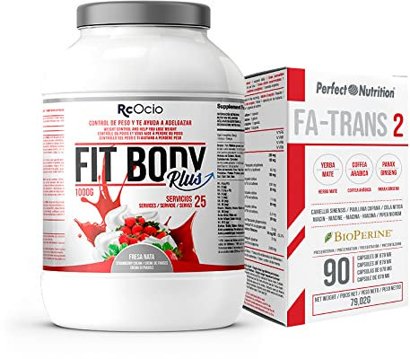 Diät shakes zum abnehmen 1kg + Fat burner 90 pills | Mit Kollagen Effektive Schlankheitsformel Mahlzeitenersatz | Protein für eine schnelle Fettverbrennung (Erdbeere 1kg + Fatrans)