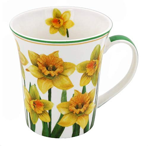 The Leonardo Collection LP94567 Daffodils Floral Mug, Yellow, Green and White, Fine China, Boxed