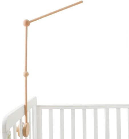 Mamimami Home Mobile Halterung Holz für Babybett,Mobile Baby Halterung Wickeltisch Drehbar für Windspiele hängende Bettglocke Kinderbett DIY Deko-Artikel Geburt Geschenk(Kein Bettglocken)