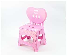 Chaise Pliante Légère pour Enfants Dès 18 Mois-Escabeau Jardin Epais Idéal pour pic nic Plein Air Plage. Fauteuil Réglable Utile Mobilier de Crèche-Salle A Manger Camping Tabouret Salle de Bain (Pink)