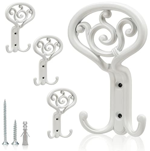 Ge ditt rum elegans med UtiLE set om 4 klassiska väggklädhängare. Perfekt för garderobspaneler, råd eller moderna garderober i vintage och retrostil. Mått: 85 x 50 x 138 mm