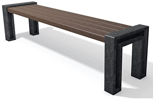 hanit® Hyde Park Gartenbank ohne Lehne | 195 x 46 x 48cm | schwarz-braun | Parkbank | wetterfest