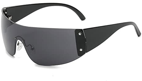 YAMEIZE Fashion Y2K Wraparound Lunettes de Soleil - pour Femmes Hommes Lunettes de Soleil Surdimensionné UV400 Protection Oversized Personnalisée Shade de Sport extérieur…