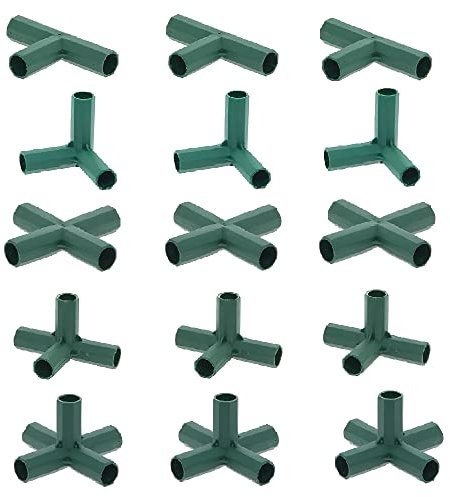 15 Pcs Greenhouse Frame Connector, 16mm 5 Types Garden Framework Cages Corner Connectors for Grape Trellis Sunscreen Shed Gardening