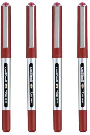 uni-ball Eye Micro UB-150 Gelschreiber, 0,5 mm, rote Tinte, 4 Stück