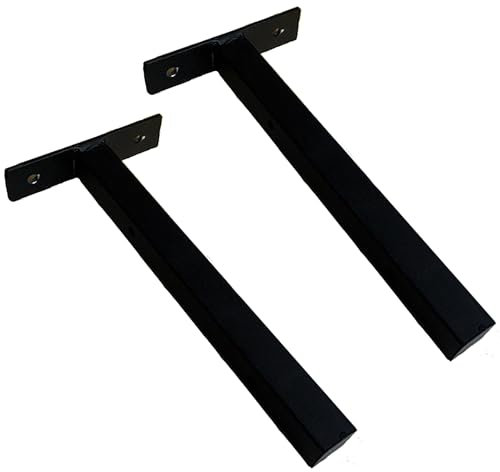tow000ack 2x Regalträger Schwimmende Regalhalterung Eisen Halterungen Regalwinkel,Wandmontage Quadratische Regalstützen für Lagerregal,Küche Büro Bücherregal,mit Schrauben,Schwarz (40cm)