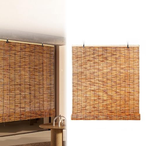 Bambus-Rollo Outdoor Wetterfest 160cm Breit 80x140cm 100x160cm 140x200cm Bambusrollo Jalousien Wasserdicht Natur Schilf Vorhang Fenster Balkon Rollo Bambus Durchscheinend ( Color : 70cm Breit , Size :