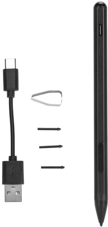 Stylus-Stifte, MPP 2.0 Active Stylus Pens, Wiederaufladbarer Bleistift mit 3 Ersatzspitzen für Pro X/9/8/7/6/5/4/3/Book 2, für HP Envy X360, für ASUS Vivobook Flip (Black)