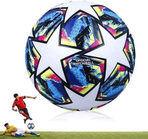 Ballon de Football en Taille 5, Ligue des Champions Ballon de Football League Ball Ballons de Foot en Cuir Souvenir pour Adolescent et Adultes Match Sport Formation