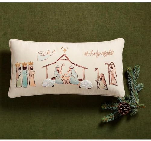 Mud Pie Nativity Pillow; 12 x 24