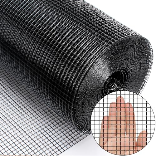 Zevemomo 36 x 50' 1/4inch PVC Hardware Cloth Vinyl Coated Chicken Wire Fence Galvanized Welded Mesh Roll for Home Garden Rabbit Cage, Black