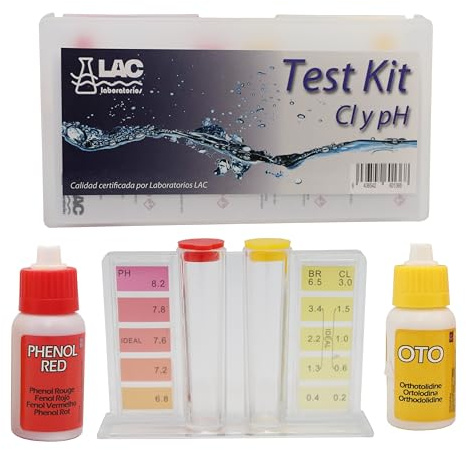HAF® Pool Test Kit für Chlor + pH | Wassertester mit Flüssigreagenzien/Lösungen für Chlor und pH | Testkit für schnelle Bestimmung der Wasserwerte | inkl. Aufbewahrungsbox und Deutscher Anleitung