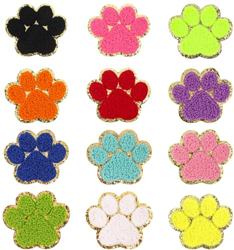 12 Stück Katze Aufbügelflicken,Mabor Plüsch Patches zum Aufbügeln Bügelbilder Kawaii Katzenpfoten Flicken zum Aufbügeln für Textilien Jeans Jacken DIY Taschendekoration Kinder Erwachsene