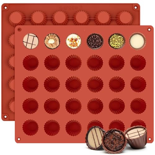 ShanBye 30 Cavidades Moldes Reposteria,Molde de Taza de Mantequilla de Maní Antiadherente Moldes Silicona Resistente Molde de Chocolate para Hacer Chocolate Dulces Gofres Pudín