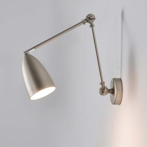 AoLa Brazo Largo Aplique Interior Retro Brazo Giratorio Regulable Vintage Industrial Lampe Murale 360° Rotación E14 Lámpara De Mesilla De Noche Lámpara De Lectura De Pared Para Dormitorio Salón,Cromo