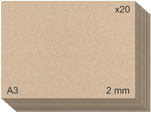 Cartón piedra gris contracolado (2 mm.) para manualidades, encuadernación, cartonaje y scrapbooking (20, 2mm - A3)