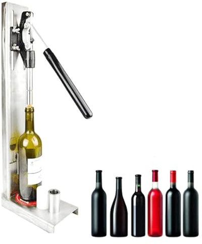 LCQSYE Bier brauen Set Pressmaschine für Weinflaschenverschlüsse, Werkzeug für Verschließen von Bierflaschen, manuelle Verschließmaschine mit 2 POM-Hülsen für Korken Kronkorken verschlussgerät