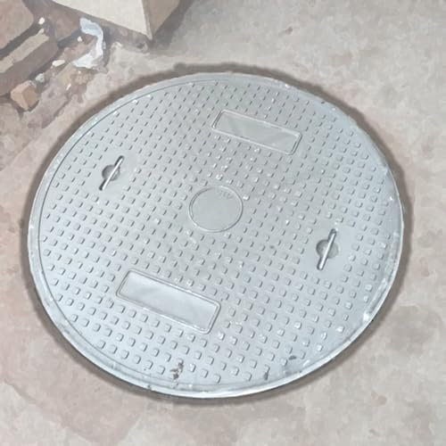Griglia di scarico rotonda in resina, per prati, giardini e marciapiedi, per esterni, con design di drenaggio piatto (70 x 4 cm)