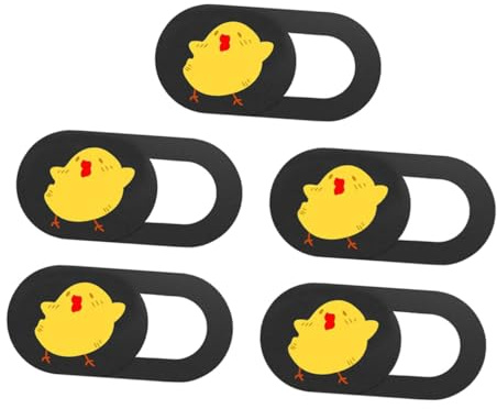 DIYEAH Webcam Abdeckung für PC mit Cartoon Huhn, Abs, Gelb, 5 Stück | Schiebedeckel zum Öffnen und Schließen, für Tablette und Smartphone, Einfache Kameraabdeckung