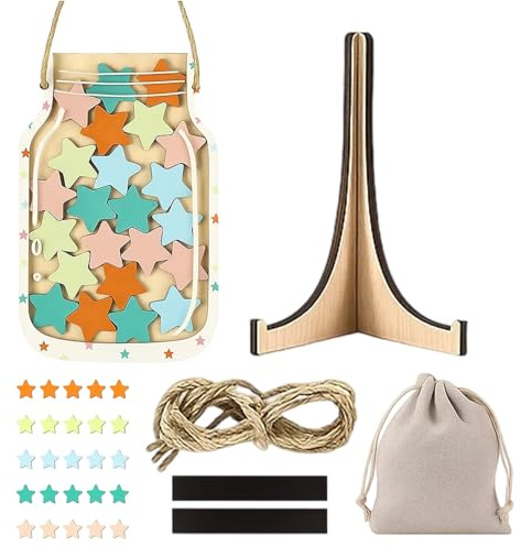 Belohnungsglas Kinder, Belohnungssystem Kinder Ab 4, Belohnungstafel Ab 8 Jahre, Belohnungsglas Aus Holz Und Acryl Für Klassenzimmer Und Zuhause, Motivationshilfe Für Hausaufgaben