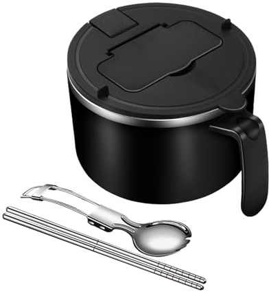 Rapid Ramen Bowl - Bowl De Nouilles De 1200 Ml | Bols Avec Poignée | Le Lave-vaisselle Manipulé Pot Micro-ondes Sûr Pour Les Ramens Instantanés | Pots De Nouilles Avec Baguettes À Cuillère Et Support