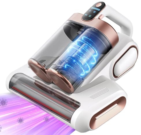 Yaasier Aspiradora Antiácaros, Aspirador de Colchones con Luz UV, Sensor de ácaros, Aspiradora de Acáros Elimina 99,9% de Bacterias Alérgenos y Ácaros Polvo Aspirador para Colchones y Sofás