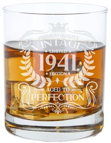 Always Looking Good 85th Birthday Gift for Men Vintage 1941 Aged to Perfection Engraved Whiskey Glass Present for 85 Year Old Etched Whisky Bourbon Scotch Lowball Tumbler Glasses