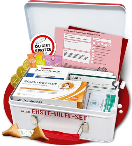 Lustiges Aller-Erste-Hilfe Geschenkset – Humorvolle Geschenkbox zum Geburtstag mit leckerem Gute-Laune Inhalt – Geschenkidee für Freunde & Familie (Neutraler Geburtstag)