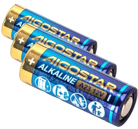 Pila alcalina 23 A, 12 V, 1 Unidad, Ideal para Dispositivos electrónicos, Controles remotos y Juguetes. (Paquete de 3)