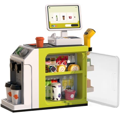 Banco Vendita Giocattolo – ABS 41x37x20,5 Cm | Set Cassa Del Supermercato Per Bimbi Con Macchina Del Caffè | Gioco Didattico Sensoriale Per Casa, Scuola 'Infanzia, E Simulazione Di Ruolo
