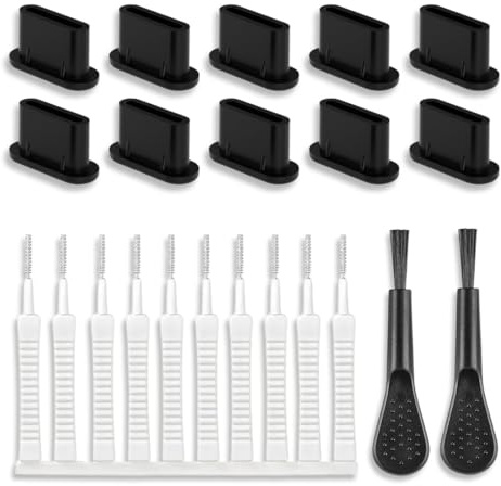 VAEIORP 22-delat set mobiltelefon rengöringsset, telefon port rengöringsborstar set, metall dammkontakt, telefon högtalare rengöringsborstar, telefonhörlurar rengöringsborste och skyddskåpa