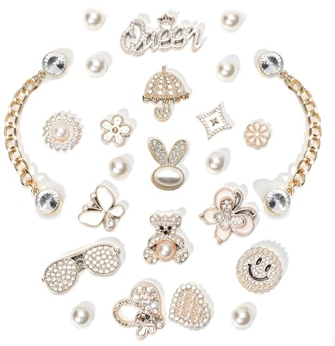 LEMONSTONE 24 Stück Schuhanstecker, Anstecker Gold, DIY Schuh Charms