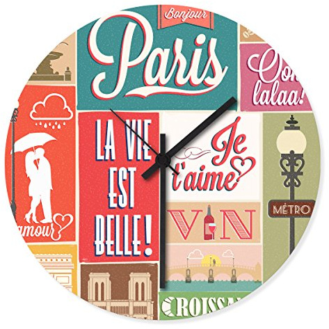 Wandkings Wanduhr mit farbenfrohen Motiven - Wähle ein Motiv - Paris