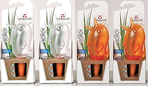 Scheurich Wasserspender, Bewässerungskugel, 4er Set Bördy Größen (20 cm, Transparent/Orange)