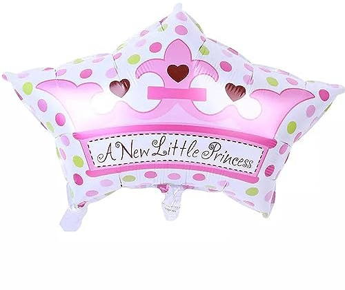 Folienballon Baby Girl, Krone - A New Little Princess, ca. 69 x 51 cm - Party Luftballon Deko Dekoration Kindergeburtstag Helium Heliumballon XXL Ballon Geburt Geburtstag Baby Girl Mädchen Babyparty