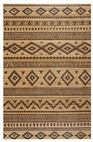 STORESDECO Alfombra de bambú Natural Antideslizante sin Bordes y Resistente a la Humedad. Ecológica, Antimanchas, Elegante y fácil de Limpiar diseño Étnica Natural 120x180 cm