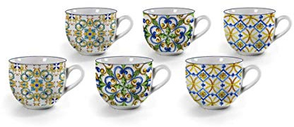 GICOS IMPORT EXPORT SRL Set 6 tazzine Tazze caffè decori Assortiti Colazione capienza 90 ml MBB-817045