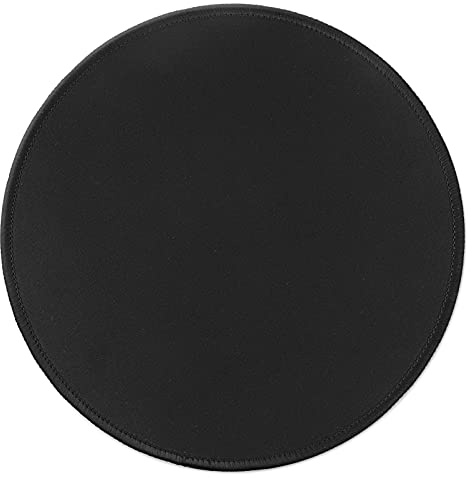Hosimoln Alfombrilla de Ratón Redonda HD con Base de Goma Antideslizante, Borde Cosido, Personalizada para Ordenador Portátil - 22cm Negro