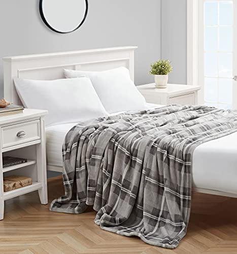 Nautica - King Blanket, Ultra Soft Plush Fleece Bedding, Cozy Home Decor for Bed or Couch (Lewes Grey, King)