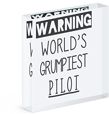 Gift Base Warnung World's Grumpiest Pilot Acryl Block Bilderrahmen