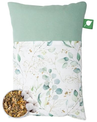 Herbalind Kräuterkissen EUKALYPTUS mit 10x Kräutermischung Schlafkissen 20 x 30 cm - 100% Baumwolle, Einschlafhilfe Kinder Duftkissen u.a. mit Eukalyptus, Thymian, Salbei, bei Erkältung