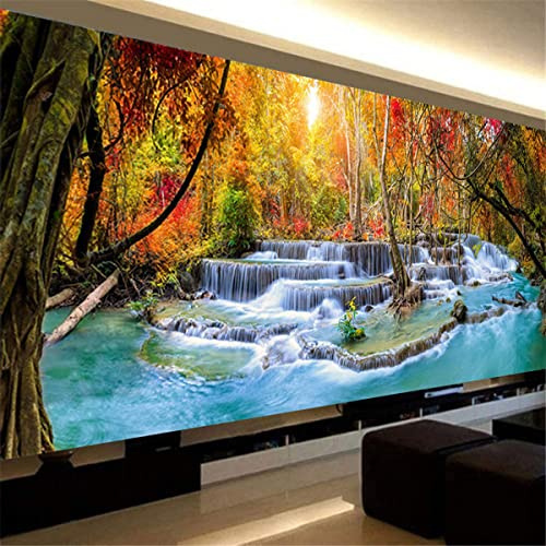 Instarry 5D DIY Diamond Painting för Vuxna Stor Storlek Diamantmålning Kristall Korsstygn Väggdekoration Väggkonst Hantverk Kit Skogsvattenfallslandskap 120x60 cm