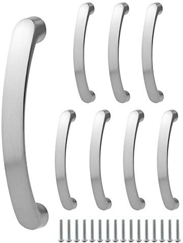 QWORK® 8 Stück türgriffe küche, gebürstete Griffe, schrankgriffe, Aluminiumlegierung, 96mm Lochabstand